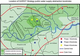 Thames Water © 2007, Location of GARDIT strategy public water supply abstraction boreholes