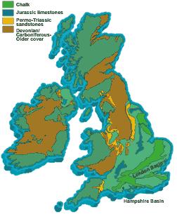 BGS © NERC, 1998, Potential infiltration to the principle aquifers of the UK